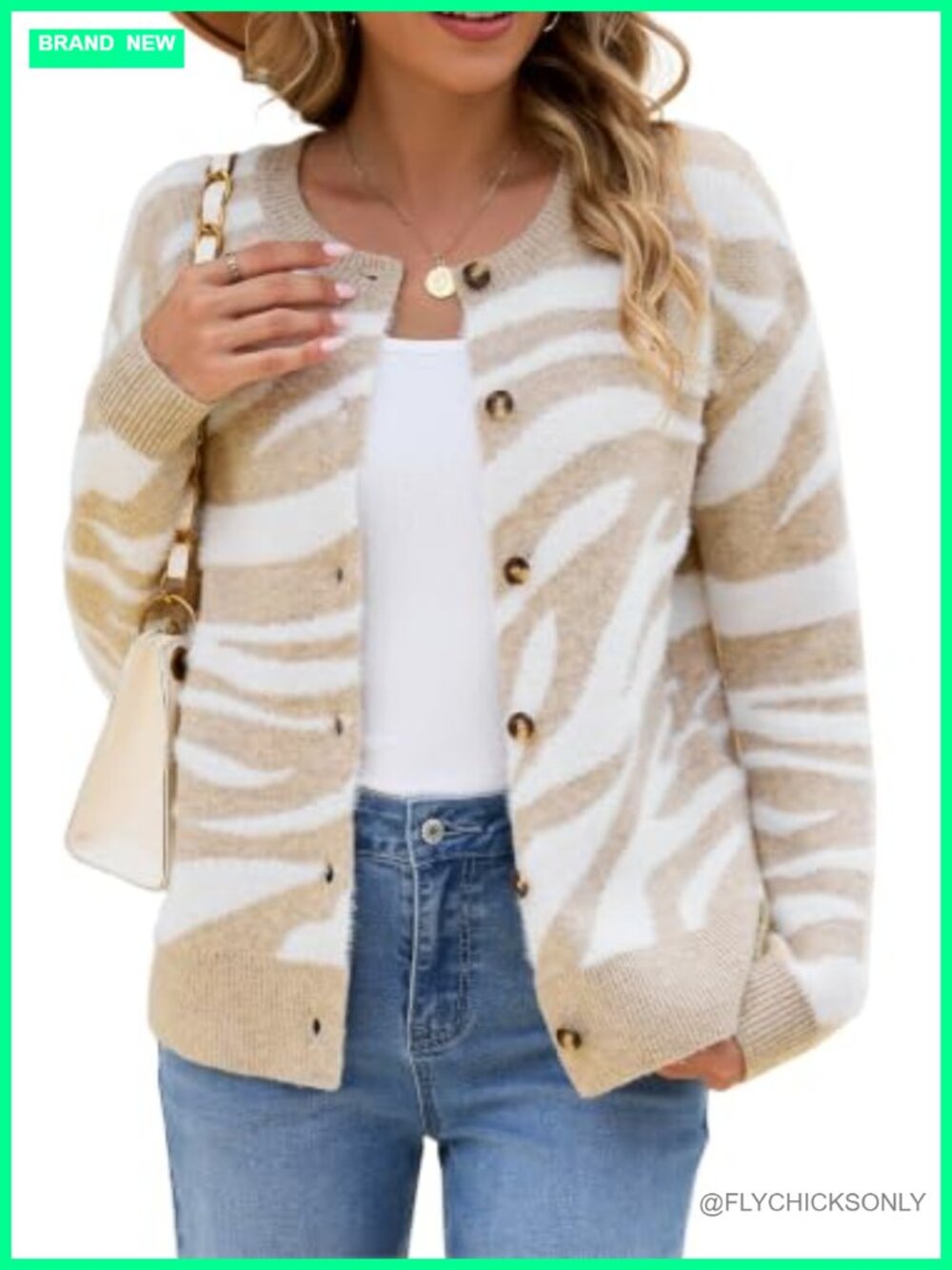 Women's Long Sleeve Animal Print Cardigan Sweater